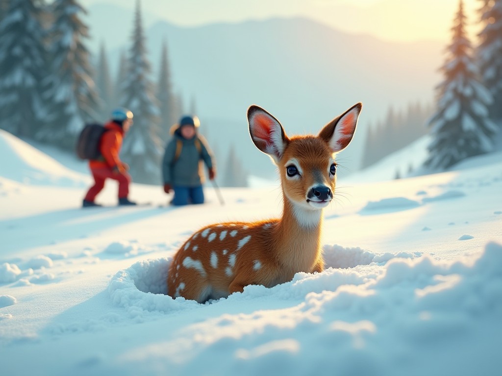 Những người lái xe trượt tuyết anh hùng cứu sống nai con bị chôn trong tuyết sâu ở New Hampshire